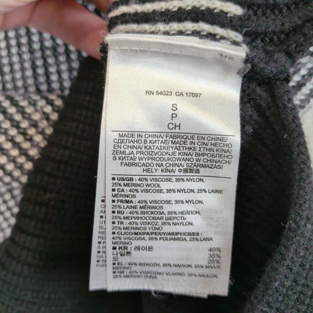 Banana Republic Womens Black White Merino Wool Blend Waffle Knit Sweater Small - Picture 6 of 7